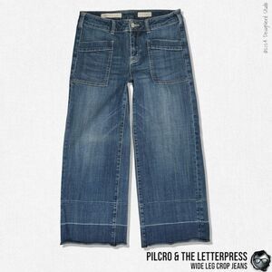 ANTHROPOLOGIE PILCRO & THE LETTERPRESS WIDE LEG CROP SAILOR JEANS SIZE 28